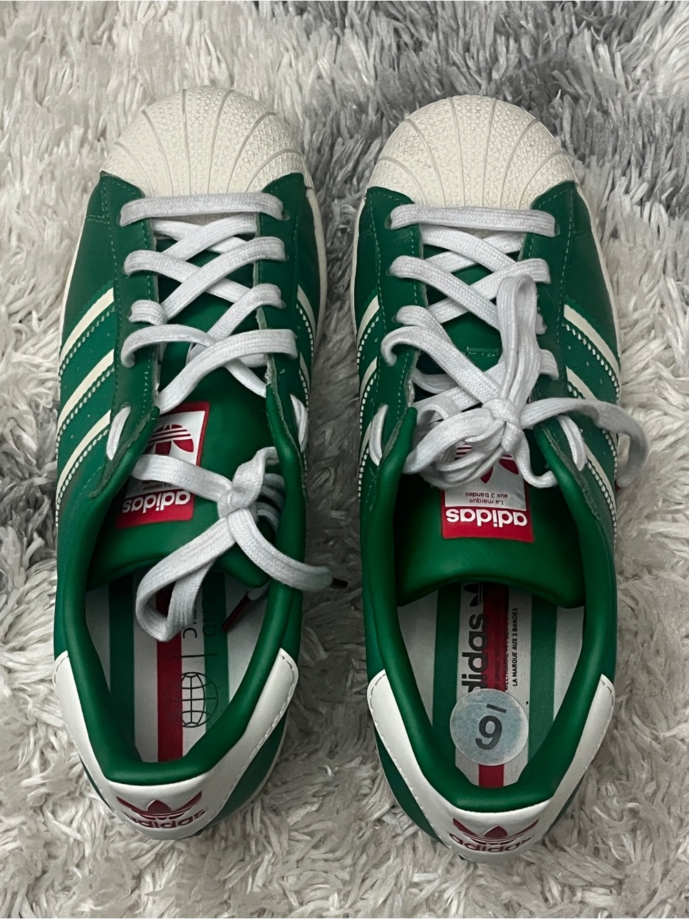 adidas Kids Superstar Sneakers in Green and White